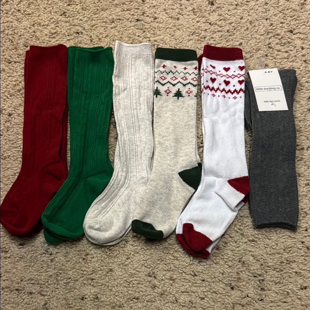 Little Stocking Knee High Socks Holiday Set - Little girl socks 10-13